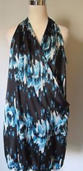 Gorgeous Long Black/Aqua Blouse Size XL NWOT - Picture 6 of 6